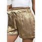 SALE!!!  Alexa Gold Metallic Luster Tie Elastic Waist Cuffed Hem Shorts