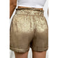 SALE!!!  Alexa Gold Metallic Luster Tie Elastic Waist Cuffed Hem Shorts