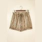SALE!!!  Alexa Gold Metallic Luster Tie Elastic Waist Cuffed Hem Shorts