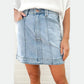 Ally Beau Blue Exposed Seam Detail A-line Denim Mini Skirt with Pockets