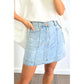 Ally Beau Blue Exposed Seam Detail A-line Denim Mini Skirt with Pockets