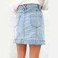 Ally Beau Blue Exposed Seam Detail A-line Denim Mini Skirt with Pockets