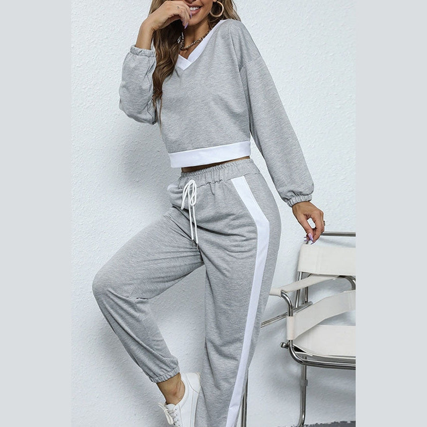 Alyx Cropped Two Piece V Neck Jogger Set