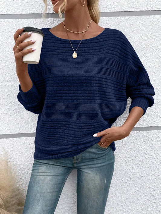 Ambria Midnight Blue Ribbed Knit Top