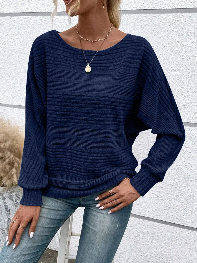 Ambria Midnight Blue Ribbed Knit Top