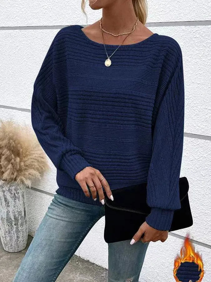 Ambria Midnight Blue Ribbed Knit Top