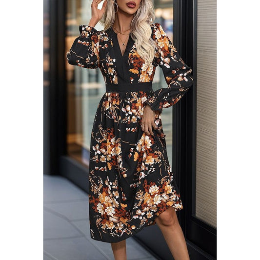 Amelia Mid Length Autumn Floral Dress