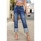 Ana Blue High Waist Distressed Straight Leg Jeans
