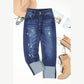 Ana Blue High Waist Distressed Straight Leg Jeans