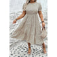 Anastasia Beige PLUS SIZE Leopard Print Frill Trim Short Sleeve Flared Dress