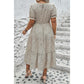 Anastasia Beige PLUS SIZE Leopard Print Frill Trim Short Sleeve Flared Dress