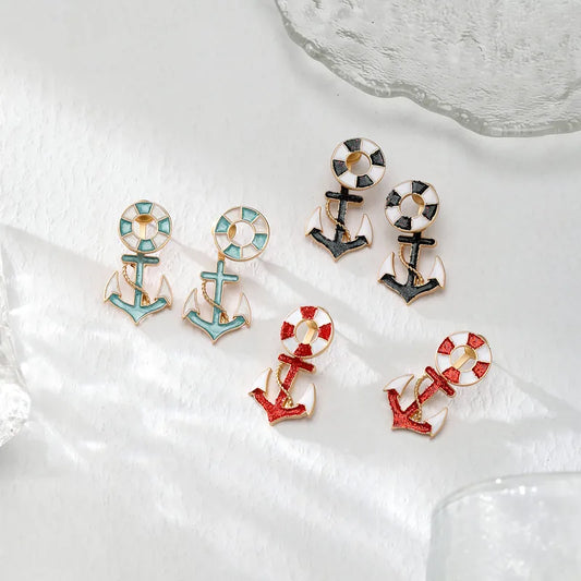 Anchor Alloy Ear Studs - 3 Colors