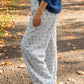 Andi Floral Print Elastic Waist Full Length Regular Pants