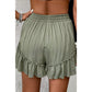 Andrea Laurel Green Textured Tie Waist Ruffle Hem Shorts