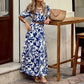 Ann Kate Blue Floral V Neck Maxi Dress