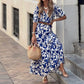 Ann Kate Blue Floral V Neck Maxi Dress