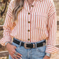 Annelise Stripe Western Button Down Long Sleeve Casual Shirt