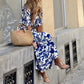 Ann Kate Blue Floral V Neck Maxi Dress