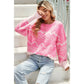 Anna Beth Pink Western Aztec Geometric Drop Shoulder Sweater