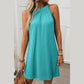 Anna Turquoise Textured Halter Mini Dress