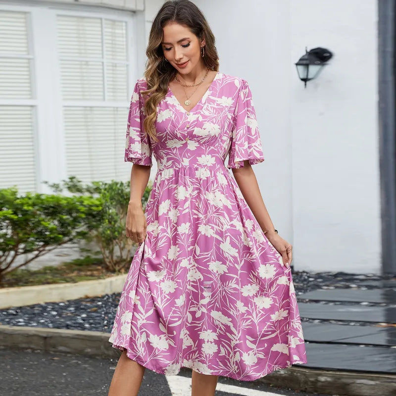 Annabelle Purple Petal & Poise Midi Dress