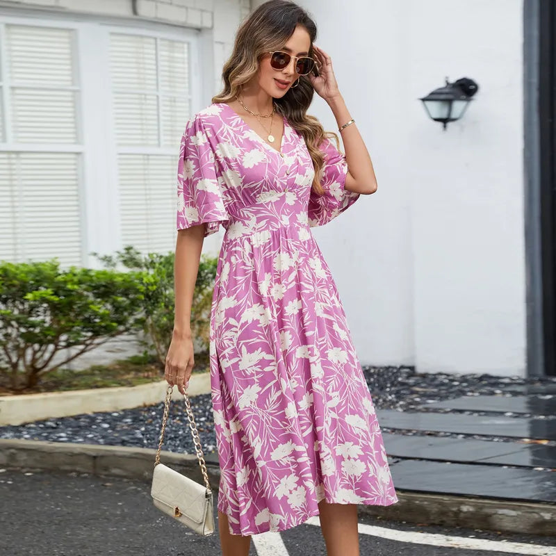 Annabelle Purple Petal & Poise Midi Dress