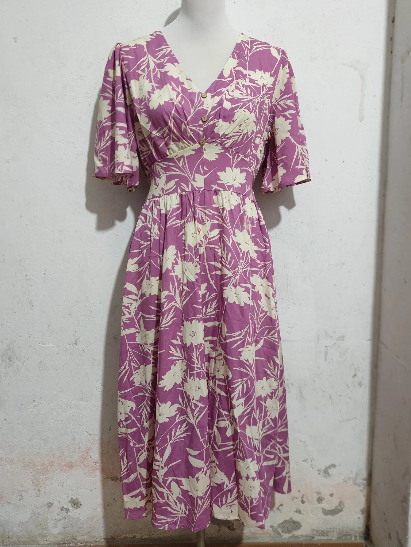 Annabelle Purple Petal & Poise Midi Dress