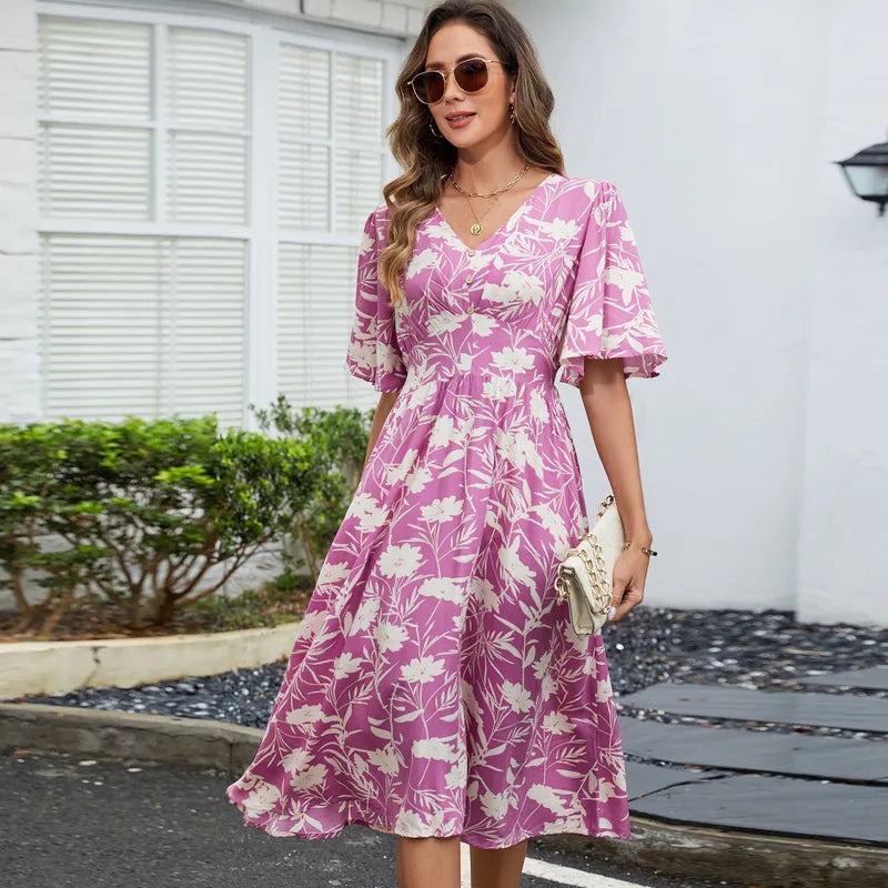 Annabelle Purple Petal & Poise Midi Dress