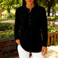 Annalee Black Classic Ribbed Knit With Contrast Button Trim