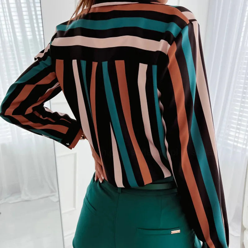Annalou Striped Elegance Button-Up Blouse