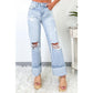 Annique Beau Blue Light Wash Distressed Flare Jeans