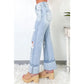 Annique Beau Blue Light Wash Distressed Flare Jeans