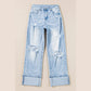 Annique Beau Blue Light Wash Distressed Flare Jeans