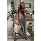 DESTASH Anya Black Stripe Print V Neck Maxi Dress with Side Splits