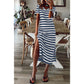 DESTASH Anya Blue Stripe Print V Neck Maxi Dress with Side Splits