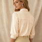 Everett Apricot Vertical Stripe Button Up Blouse
