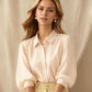 Everett Apricot Vertical Stripe Button Up Blouse