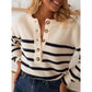 Arli Quarter Button Striped Sweater