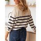 Arli Quarter Button Striped Sweater