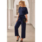 Artessa Navy Belted Wide Leg Jumpsuit