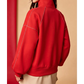 Ashlee Fiery Red Snap Button Sleeve Candy Cane Lane Detail Pullover Sweatshirt