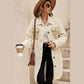 Ashlin Beige Contrast Flap Pocket Single Breasted Teddy Coat