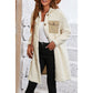 Ashlin Beige Contrast Flap Pocket Single Breasted Teddy Coat