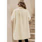 Ashlin Beige Contrast Flap Pocket Single Breasted Teddy Coat