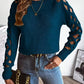 Ashlyn Blue Lattice Luxe Crewneck Sweater