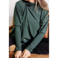 Aspyn Green Stripe High Neck Dropped Shoulder Long Sleeve Casual Top
