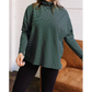 Aspyn Green Stripe High Neck Dropped Shoulder Long Sleeve Casual Top