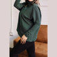 Aspyn Green Stripe High Neck Dropped Shoulder Long Sleeve Casual Top