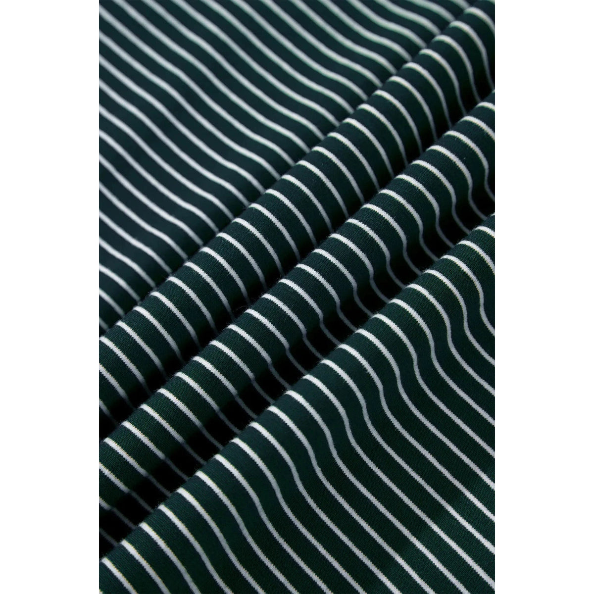 Aspyn Green Stripe High Neck Dropped Shoulder Long Sleeve Casual Top
