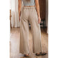 Ava Grace Khaki Mineral Wash Drawstring Retro High Waist Wide Leg Western Pants